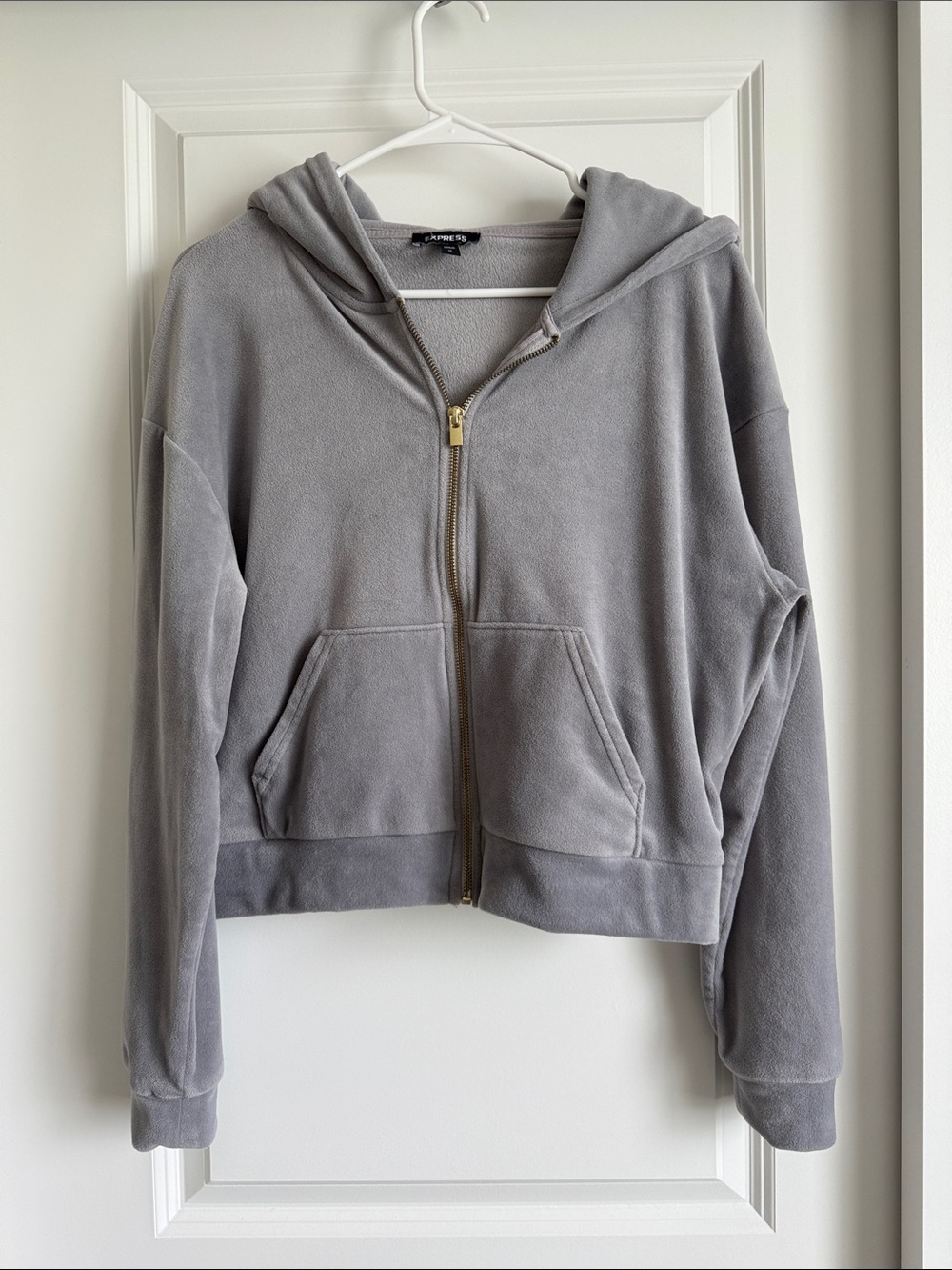 Hoodie Sweatshirt Shirt Zip-Up Gray Medium